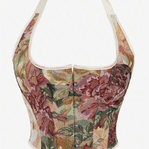 Floral Halter Corset Top